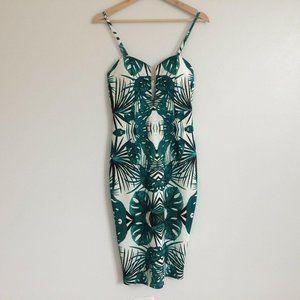 Tiger Mist Bodycon Green Tropical Resort Dress